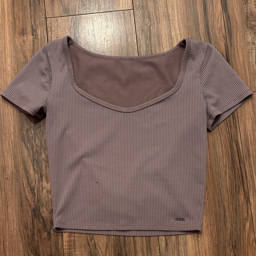 Hollister Small/Medium Crop Top Ribbed Stretchy Purple Fall Clothing Casual
